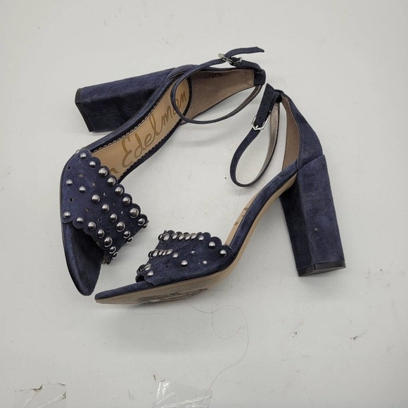 Sam Edelman Womens Yaria Blue Leather Studded Ankle Strap Heels Size 10 EU 40 - Picture 4 of 9